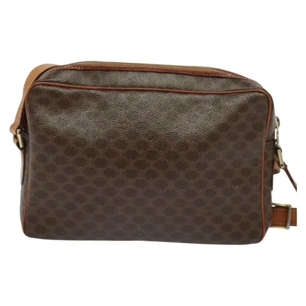 Authentic CELINE Macadam Canvas Shoulder Bag PVC Leather Brown Gold - Picture 9 of 16